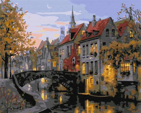 Malowanie po numerach BRUSHME, 40x50 cm, zmierzch w mieście, 1 szt., w pudełku