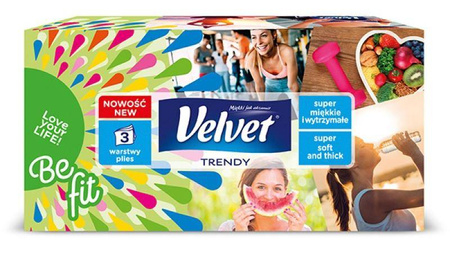 Chusteczki kosmetyczne celulozowe VELVET Trendy, 3-warstwowe, 120 listków, biały