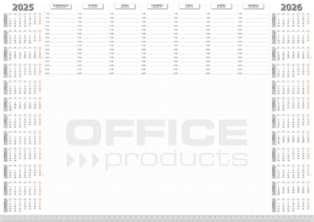 Podkładka na biurko OFFICE PRODUCTS, planer 2025/2026, biuwar 594x420mm A2 ,52k., biała