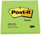 Karteczki samoprzylepne POST-IT® (654N), 76x76mm, 1x100 kart., jaskrawy zielony