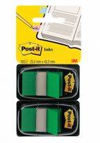 Zakładki indeksujące POST-IT® (680-G2EU), PP, 25,4x43,2mm, 2x50 kart., zielone