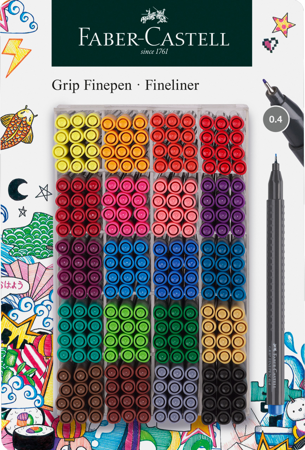 CIENKOPISY GRIP 0,4mm DSPL.300 SZT. FABER-CASTELL