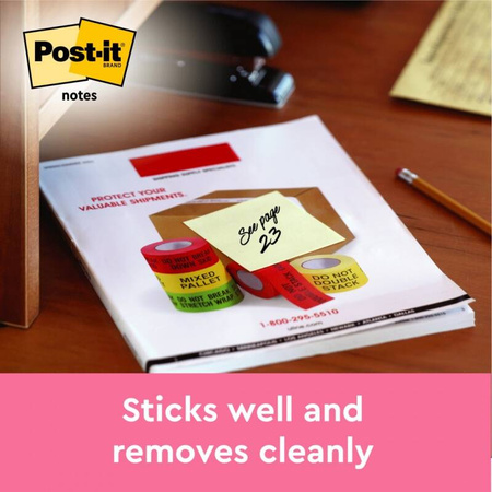 Karteczki samoprzylepne POST-IT®, 76x76mm, 12x100 kart., żółte