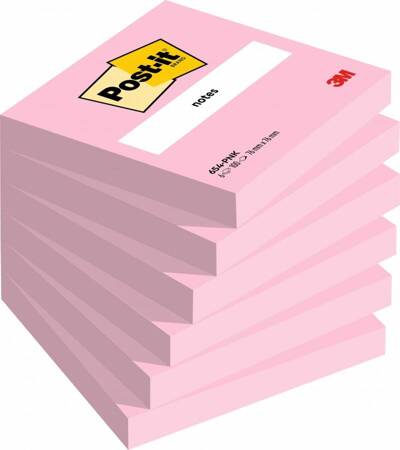 Karteczki samoprzylepne POST-IT®, 76x76mm, 6x100 kart., różowe