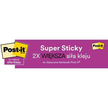 Karteczki samoprzylepne POST-IT® Super Sticky, 47,6x47,6mm, 12x90 kart., paleta Carnival