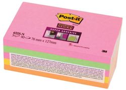 Karteczki samoprzylepne POST-IT® Super Sticky (655S-N), 127x76mm, 5x90 kartek, neonowe