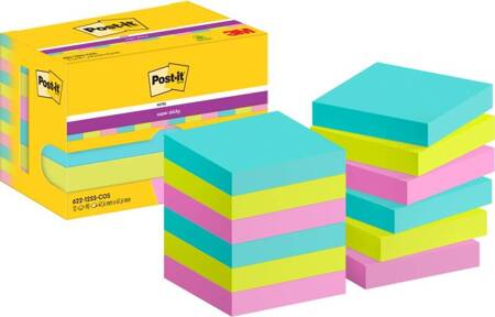 Karteczki samoprzylepne POST-IT® Super Sticky Notes, 47,6x47,6mm, 12x90 kart., paleta Cosmic