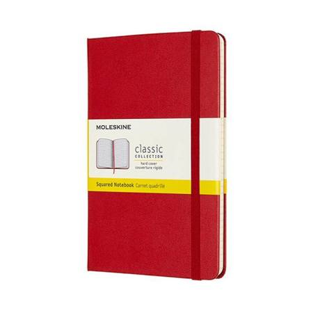 Notes MOLESKINE Classic M, 11,5x18 cm, w kratkę, twarda oprawa, scarlet red, 208 stron, czerwony