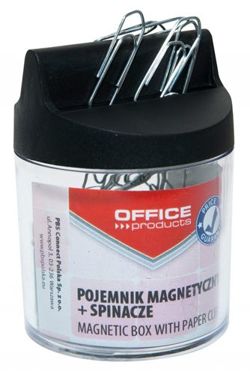 Pojemnik magn. na spinacze OFFICE PRODUCTS, okrągły, ze spinaczami, transparentny